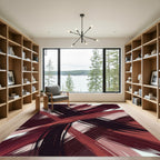 Modern Burgundy and Black Abstract Stroke Rug