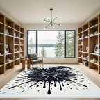 Abstract Black Raven Ink Splash Rug