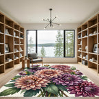 Vintage Botanical Dahlia Floral Bouquet Rug