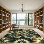 Geometric Olive and Gold Starburst Rug