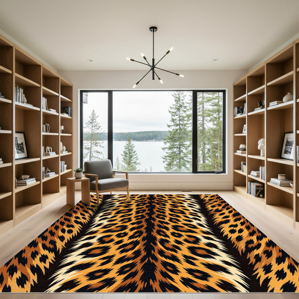 Golden Leopard Spot Fur Rug