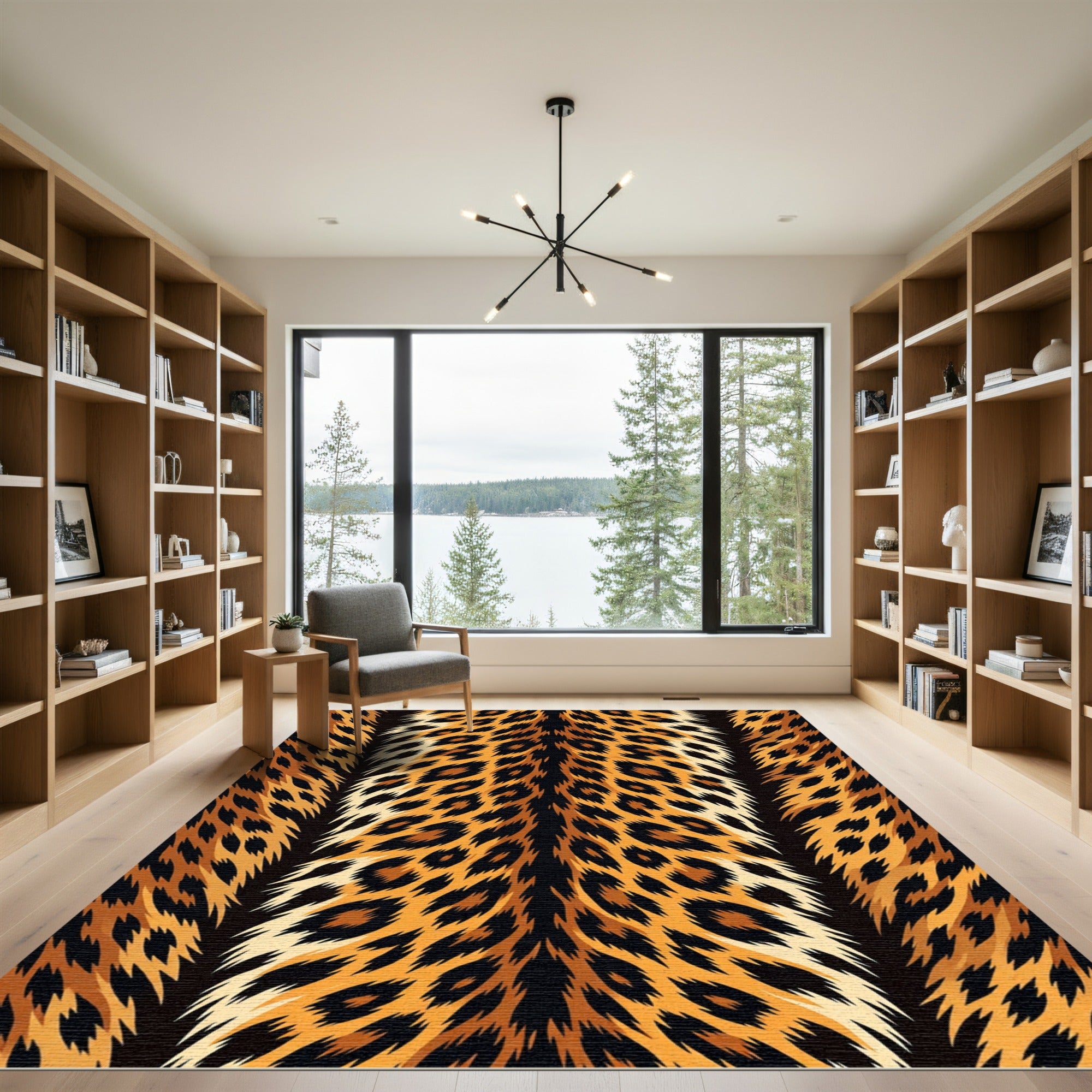 Golden Leopard Spot Fur Rug