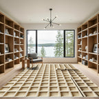 Beige Isometric Grid Architectural Texture Rug