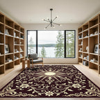 Ornate Ivory Floral Sunburst Medallion Rug