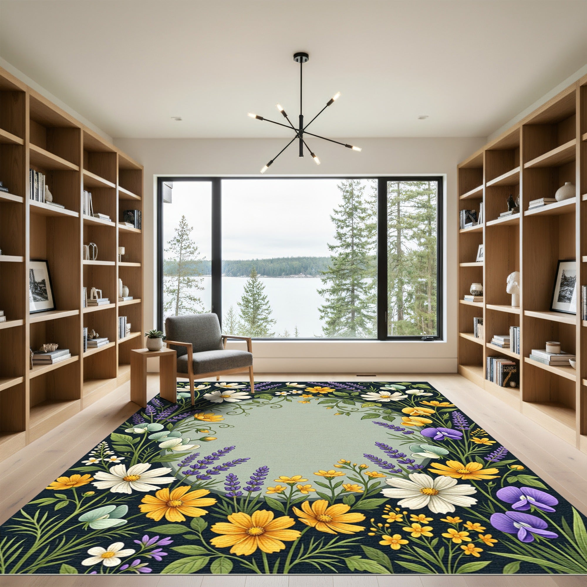Elegant Floral Meadow Botanical Area Rug