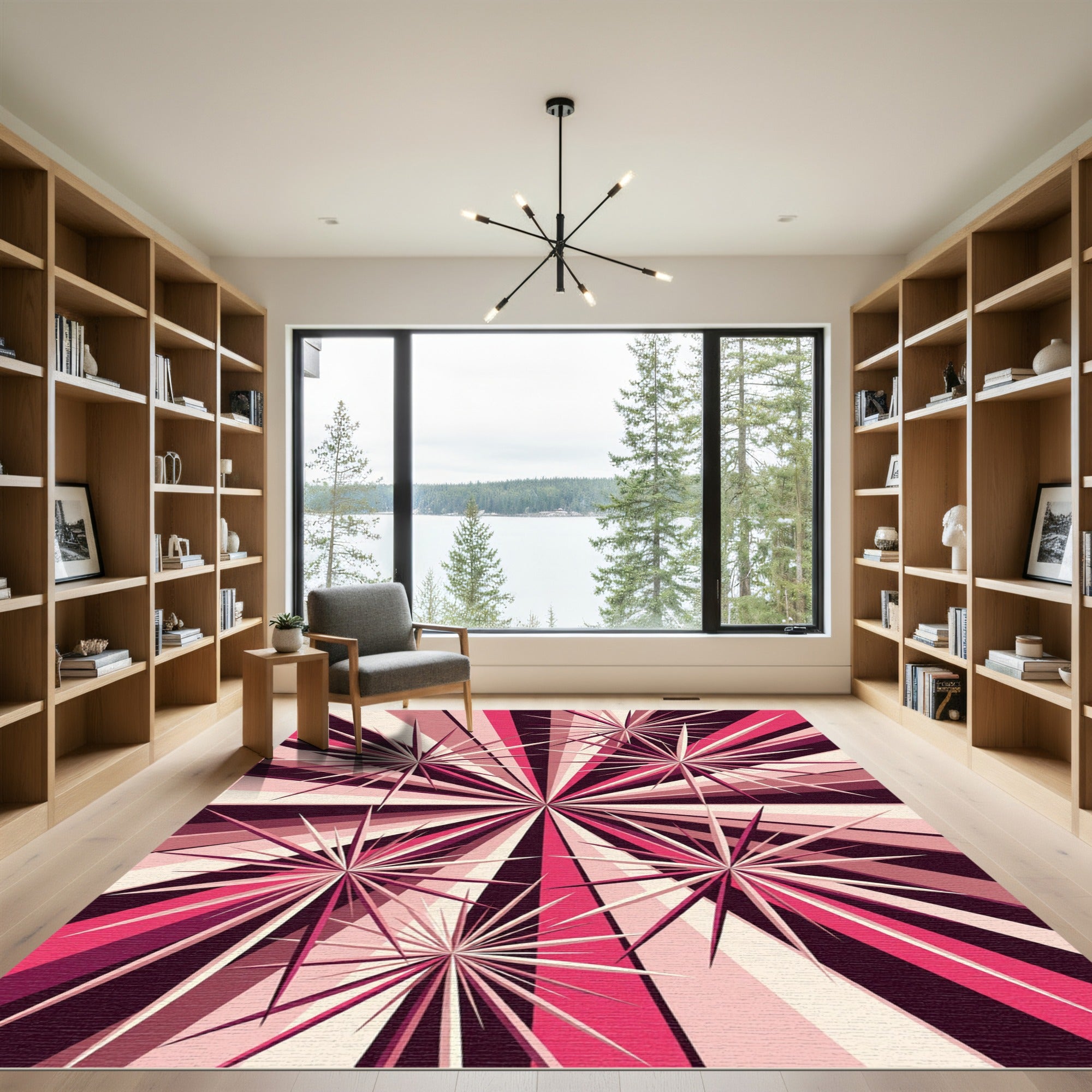 Radiant Pink Starburst Sunburst Rug