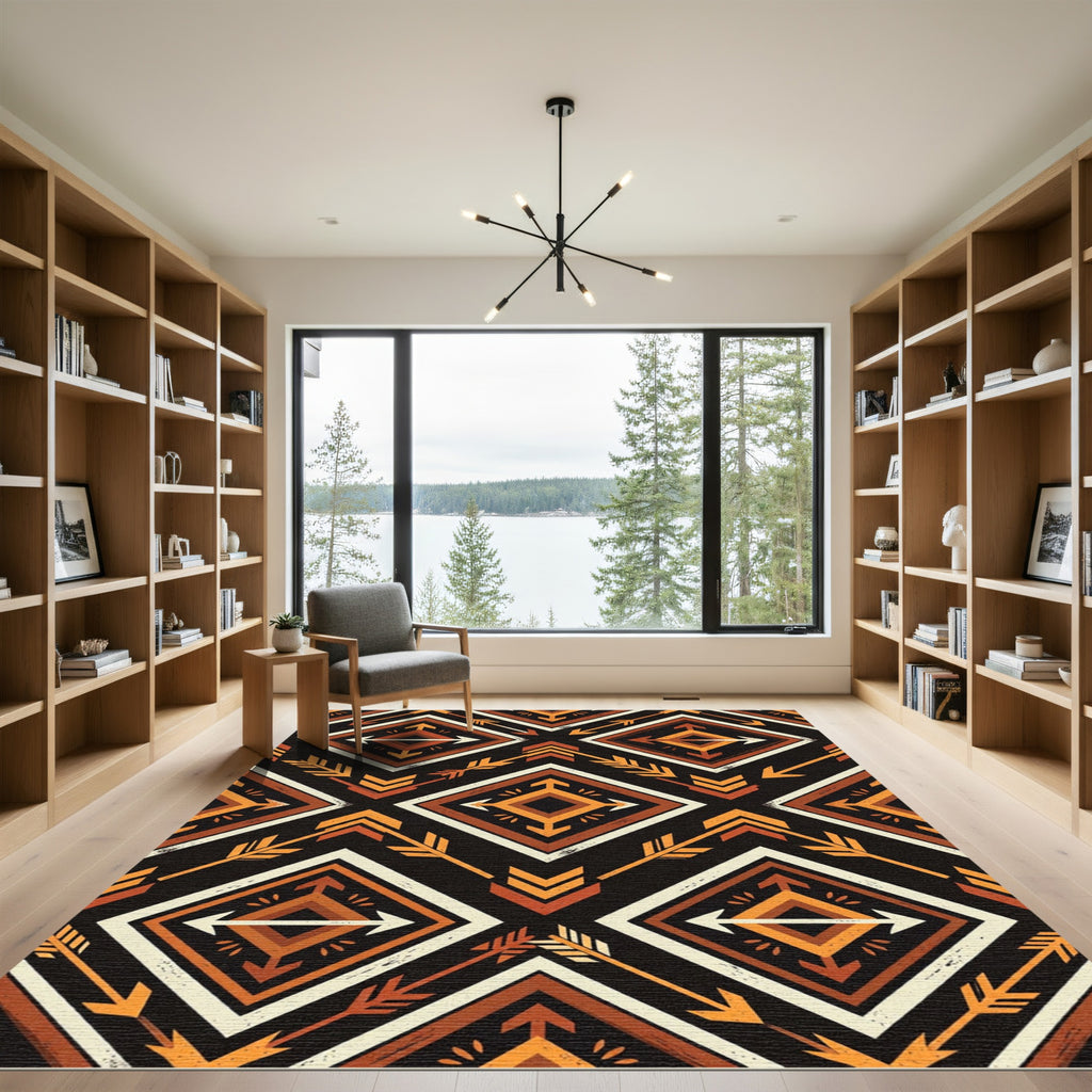 Earthy Southwestern Arrow Geometric Diamond Rug