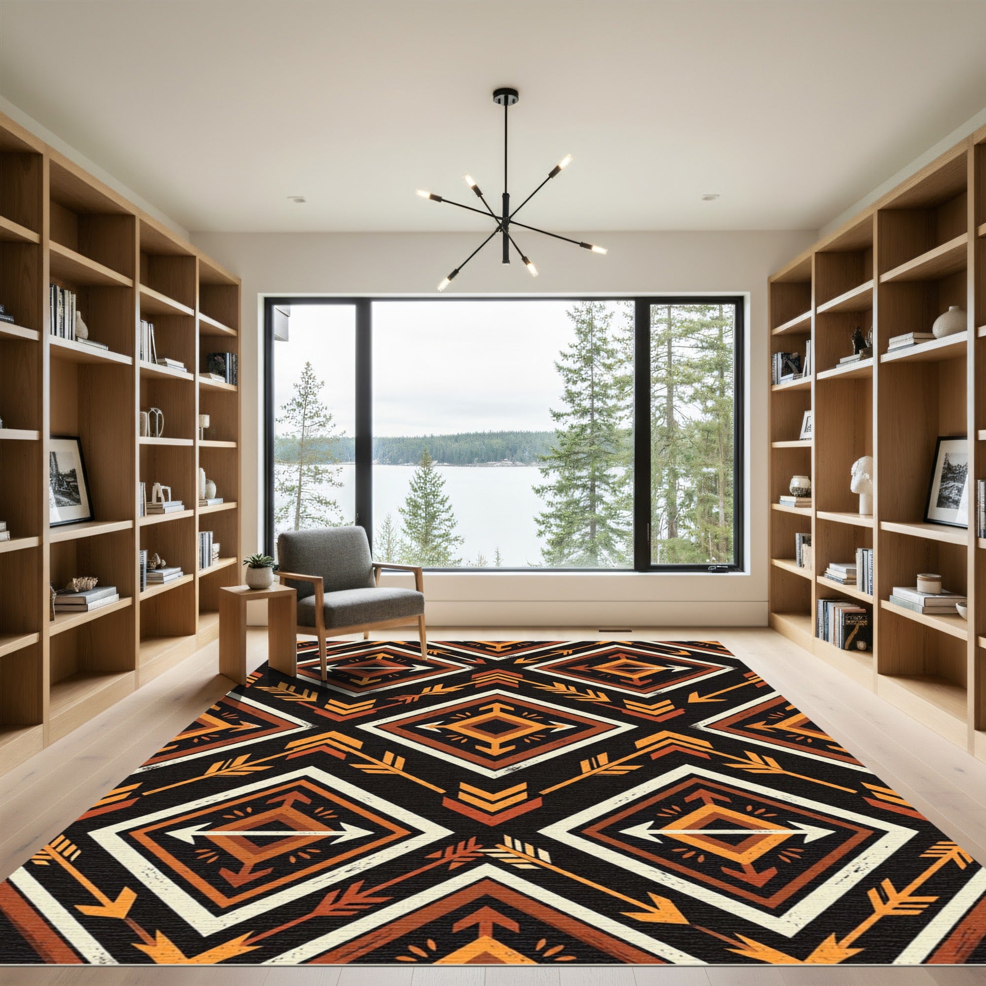 Earthy Southwestern Arrow Geometric Diamond Rug