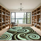 Mint Swirls Abstract Composition Rug