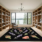 Whimsical Floral Lavender Rosehip Poppy Rug