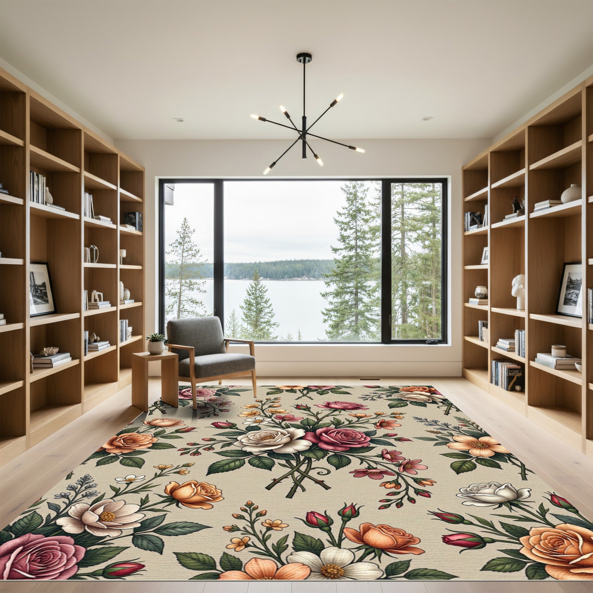 Rose Blossom Bouquet Garden Print Rug