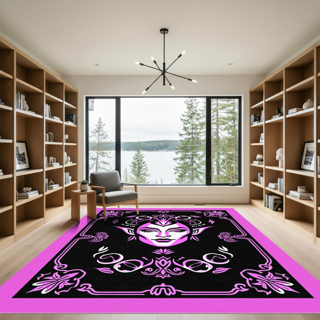 Mystical Magenta Elf Portrait Border Rug