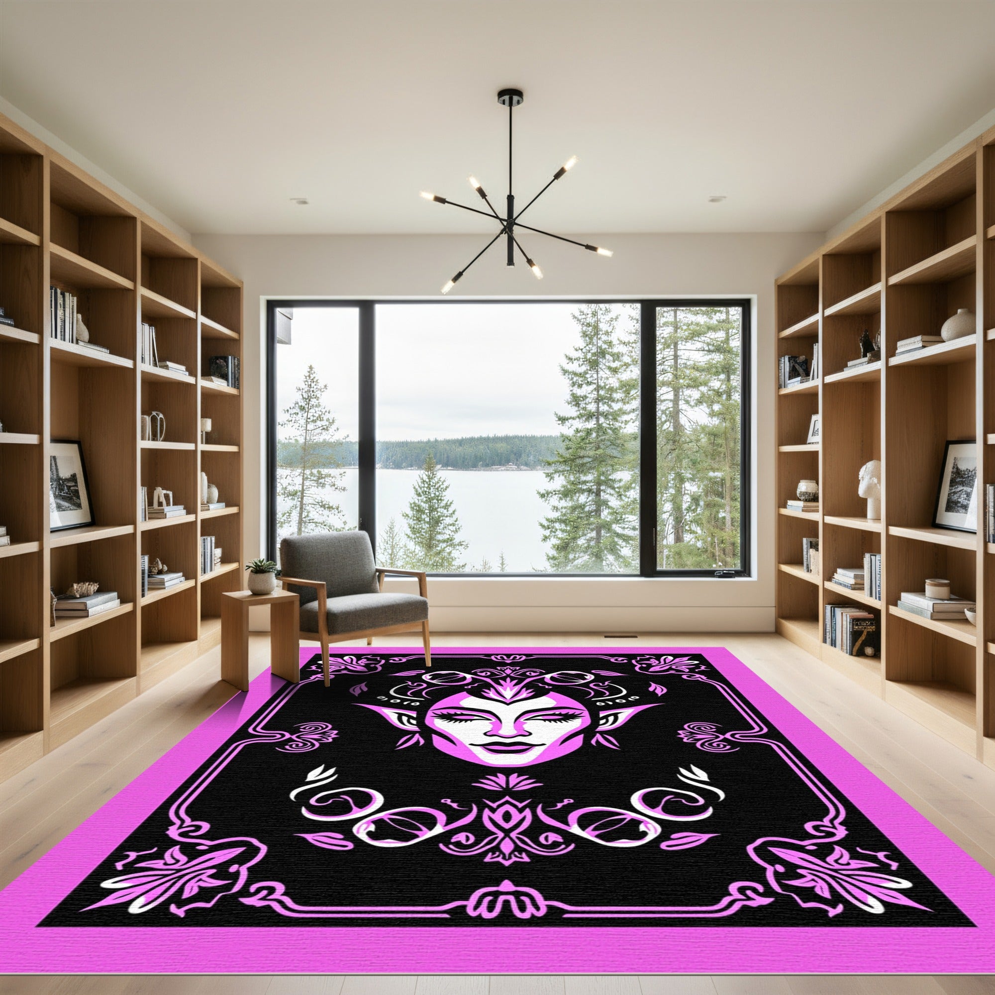 Mystical Magenta Elf Portrait Border Rug
