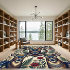 Floral Deer Antler Forest Meadow Rug