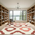 Terracotta Pink Scalloped Quatrefoil Trellis Rug