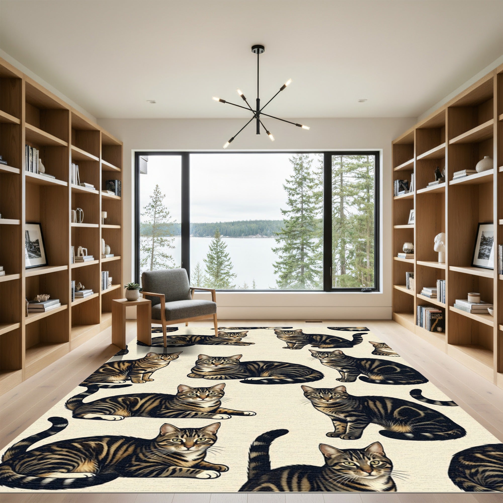 Detailed Brown Tabby Cat Portrait Series Rug