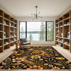 Golden Bronze Floral Vine Accents Rug