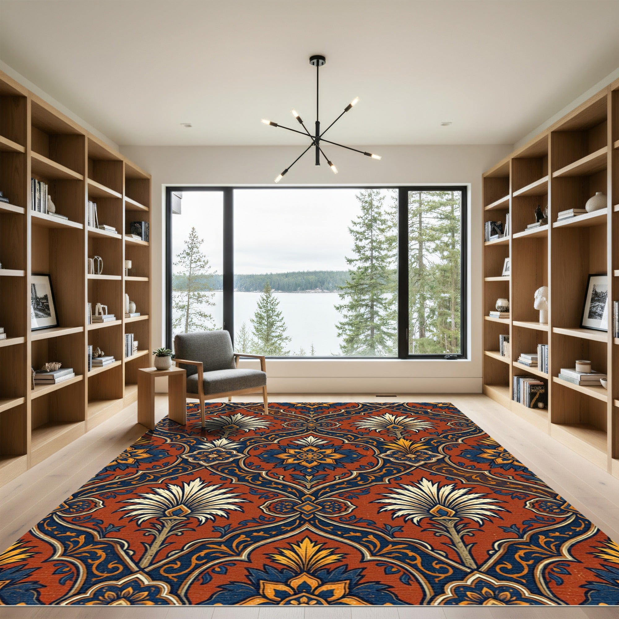 Ornate Teal Deep Botanical Medallion Rug