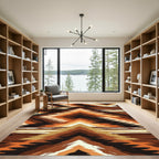 Earthy Brown Geometric Chevron Abstract Rug