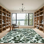 Sage Green Eucalyptus Botanical Leaves Rug
