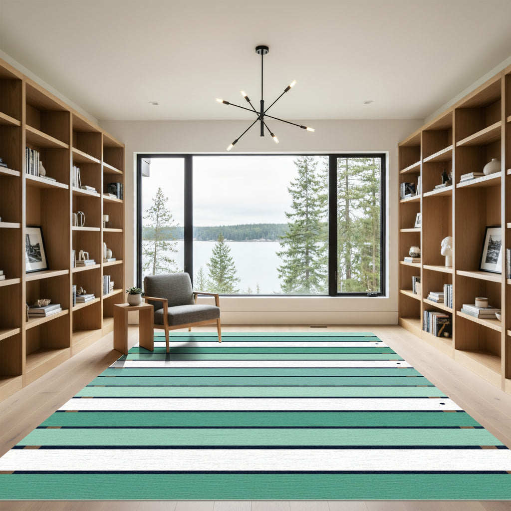 Abstract Mint Green Horizontal Stripe Rug