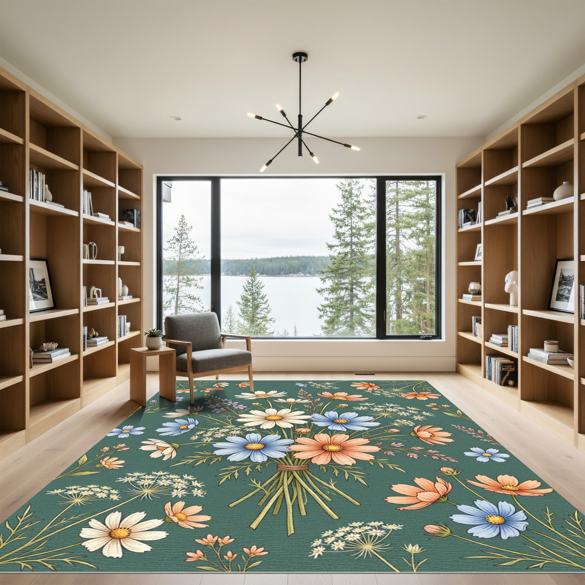 Delicate Floral Bouquet Field Rug