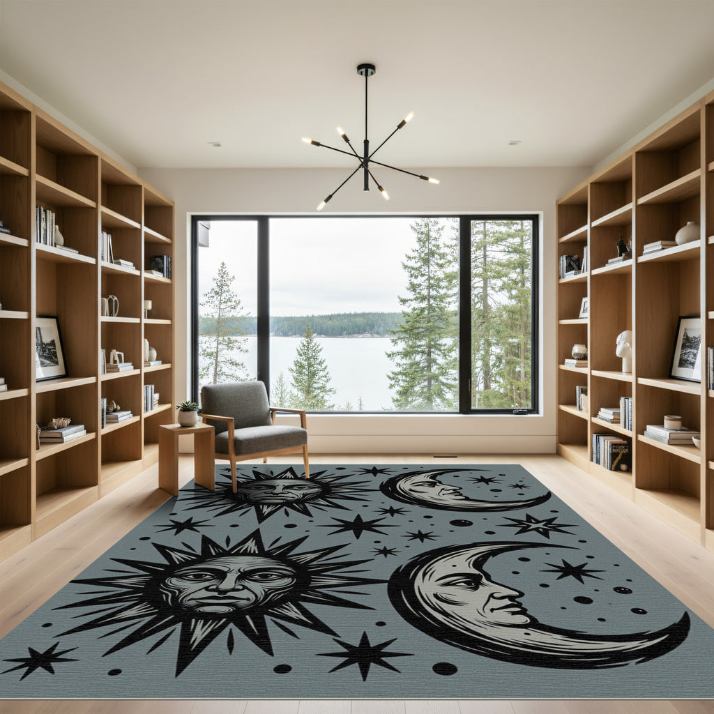 Celestial Sun Moon Stars Duo Rug