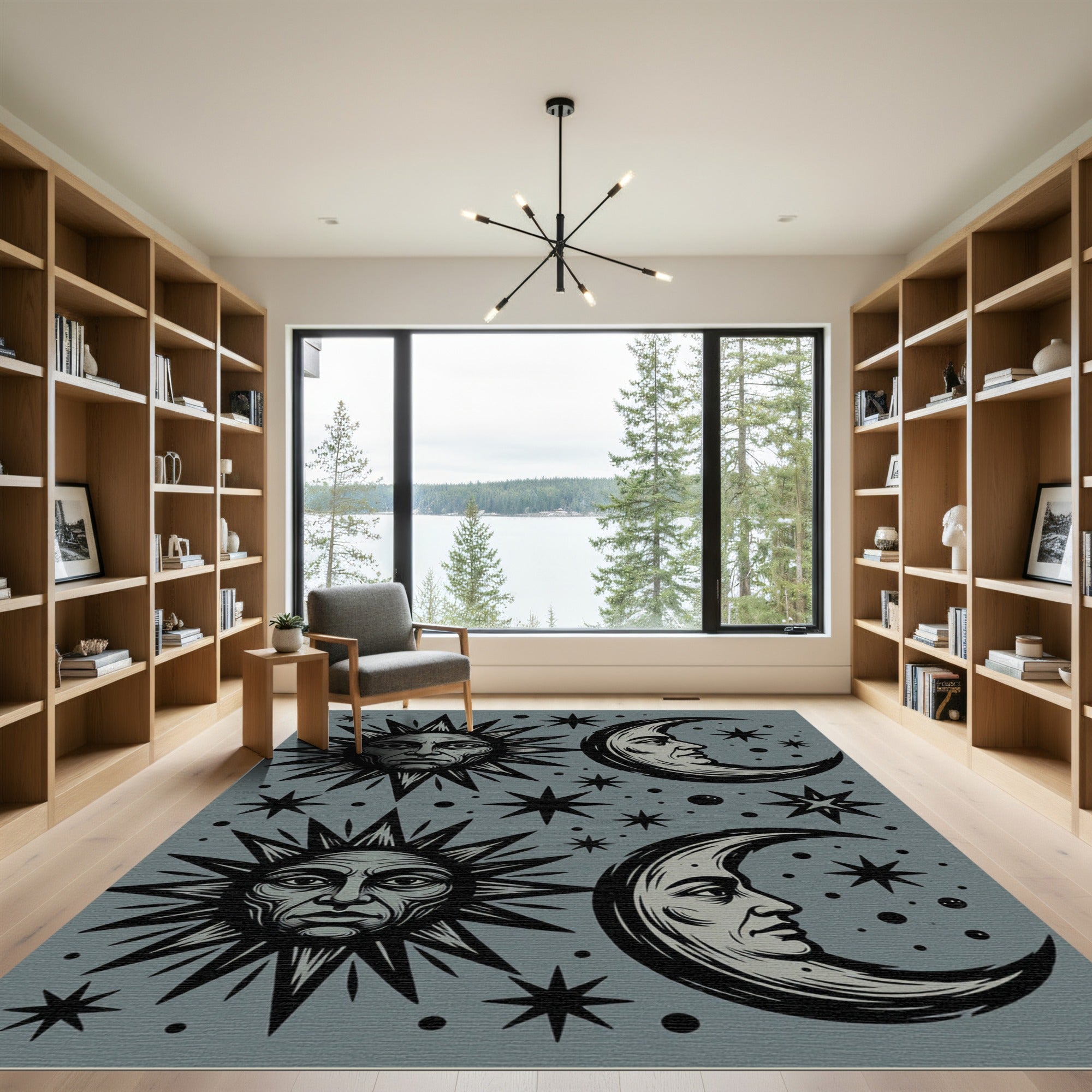 Celestial Sun Moon Stars Duo Rug