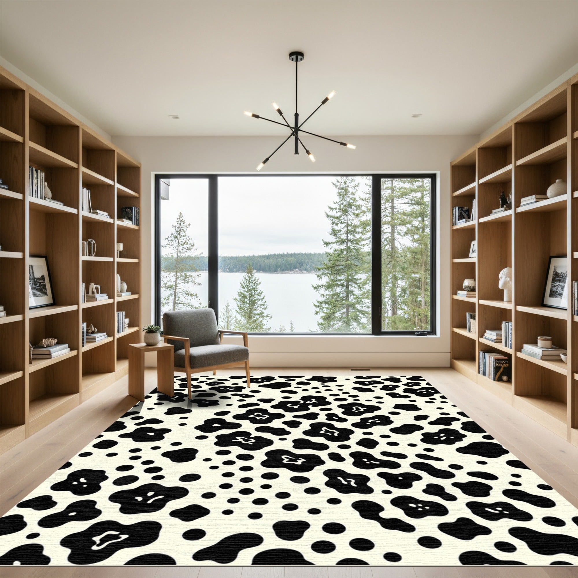 Black White Blobs Scatter Rug