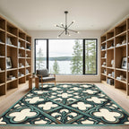 Distressed Teal Gothic Trellis Lattice Rug