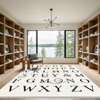 Classic Serif Alphabet Green Border Rug