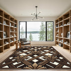 Dark Brown Lattice Fleur-de-lis Rug