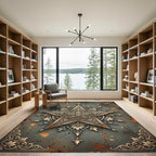 Ornate Golden Five Point Star Rug