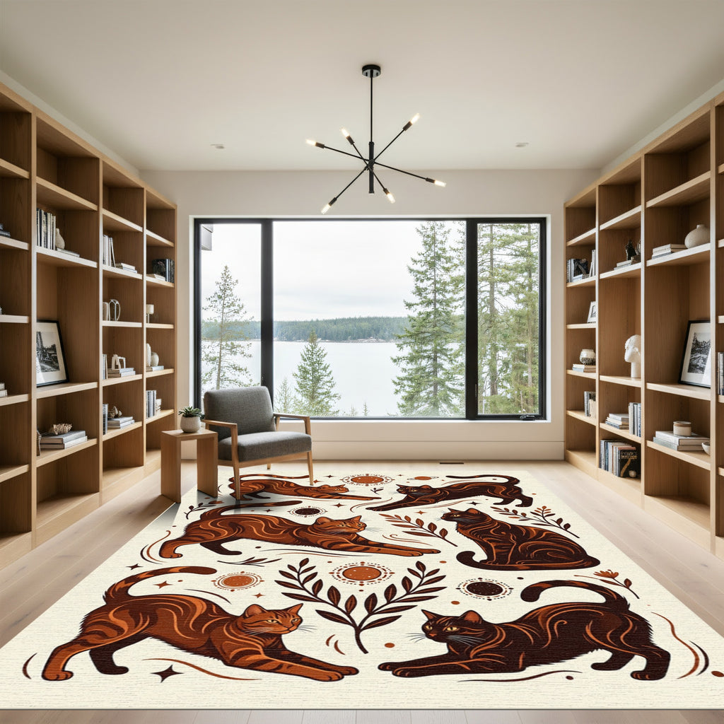 Brown Tabby Cats Celestial Garland Rug