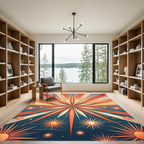 Radiant Golden Starburst Sunset Art Rug