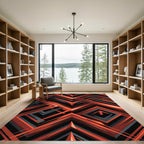 Bold Geometric Orange and Charcoal Intersecting Lines Rug