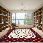 Modern Polka Dot Crimson Sphere Art Rug