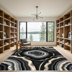 Black White Gold Agate Slices Rug