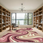 Crimson Beige Swirl Liquid Art Rug