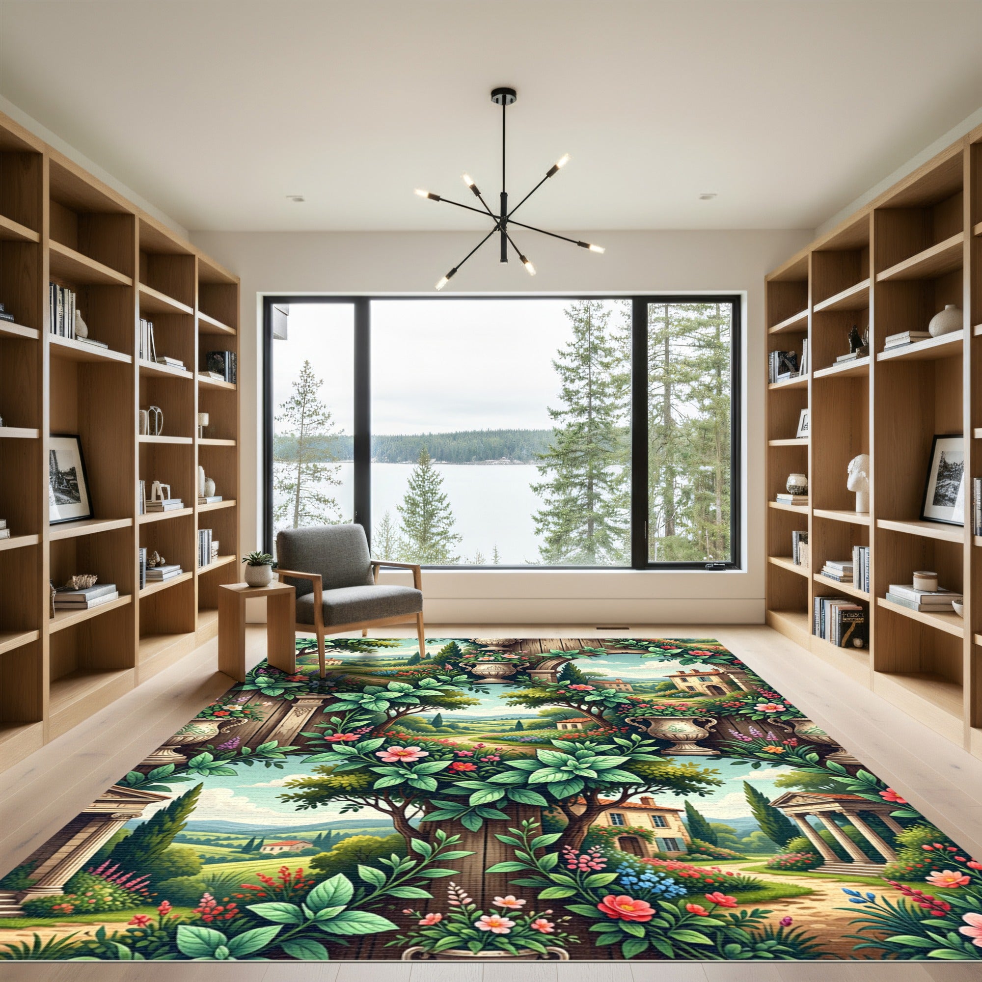 Tuscan Villa Archway Floral Landscape Rug