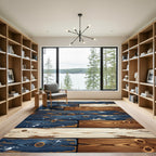 Rustic Distressed Coastal Wood Planks Rug