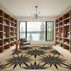 Black and Gold Celestial Palm Medallion Rug