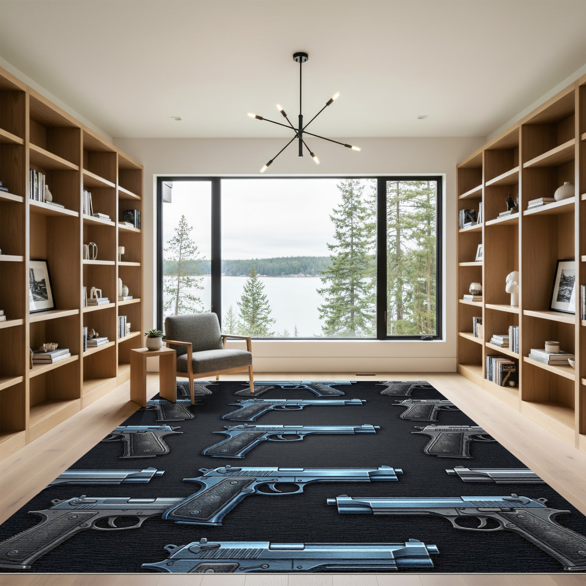 Metallic Blue Handgun Isometric Repeat Rug