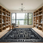 Silver Geometric Arch Lattice Metallic Rug
