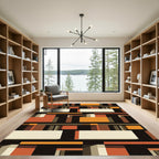 Terracotta White Geometric 3D Blocks Rug