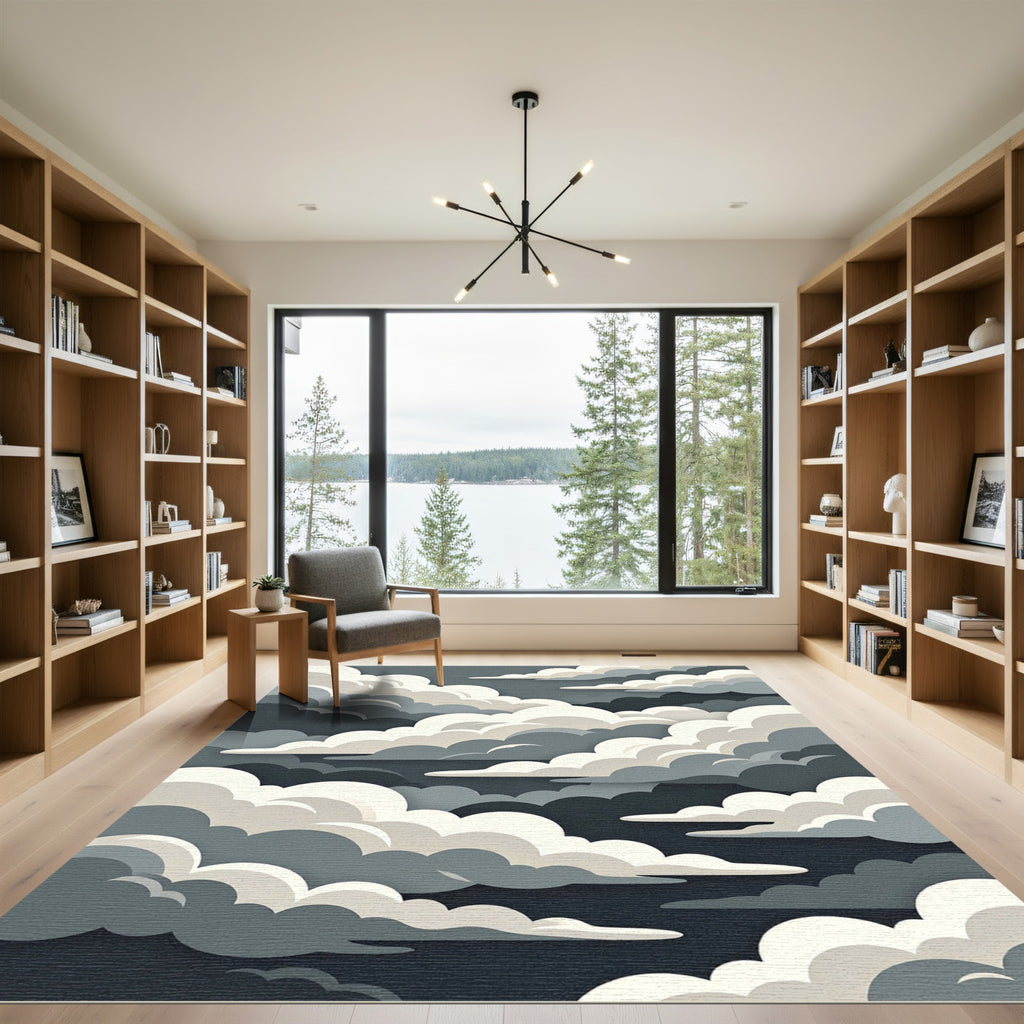 Dramatic Monochrome Stormy Cloud Landscape Rug