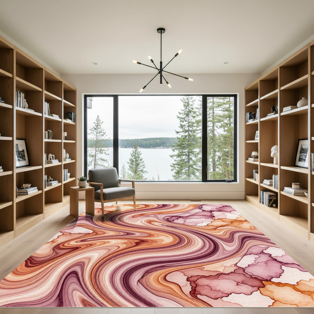Earthy Swirls Watercolor Texture Rug