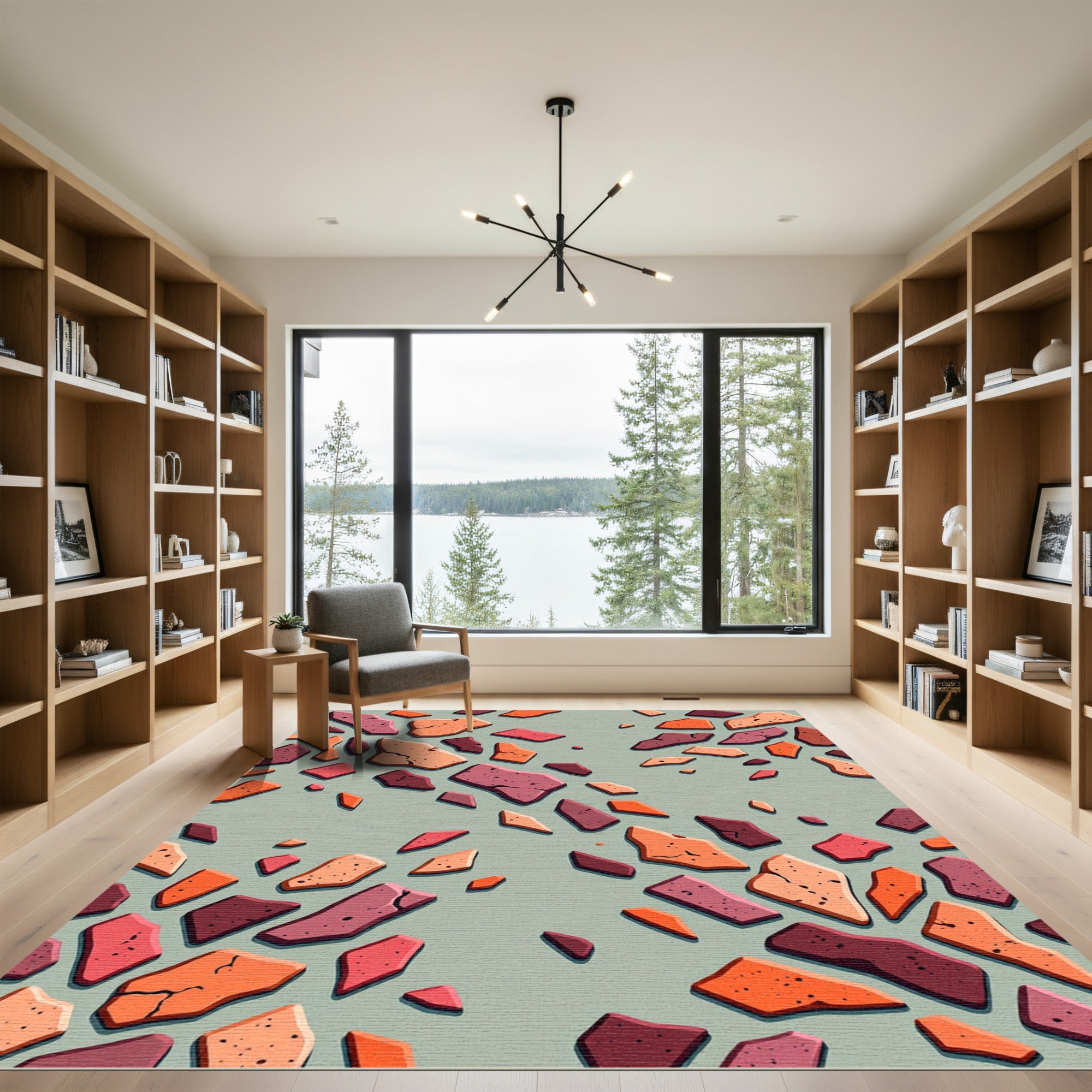 Earthy Abstract Geometric Terrazzo Fragment Rug