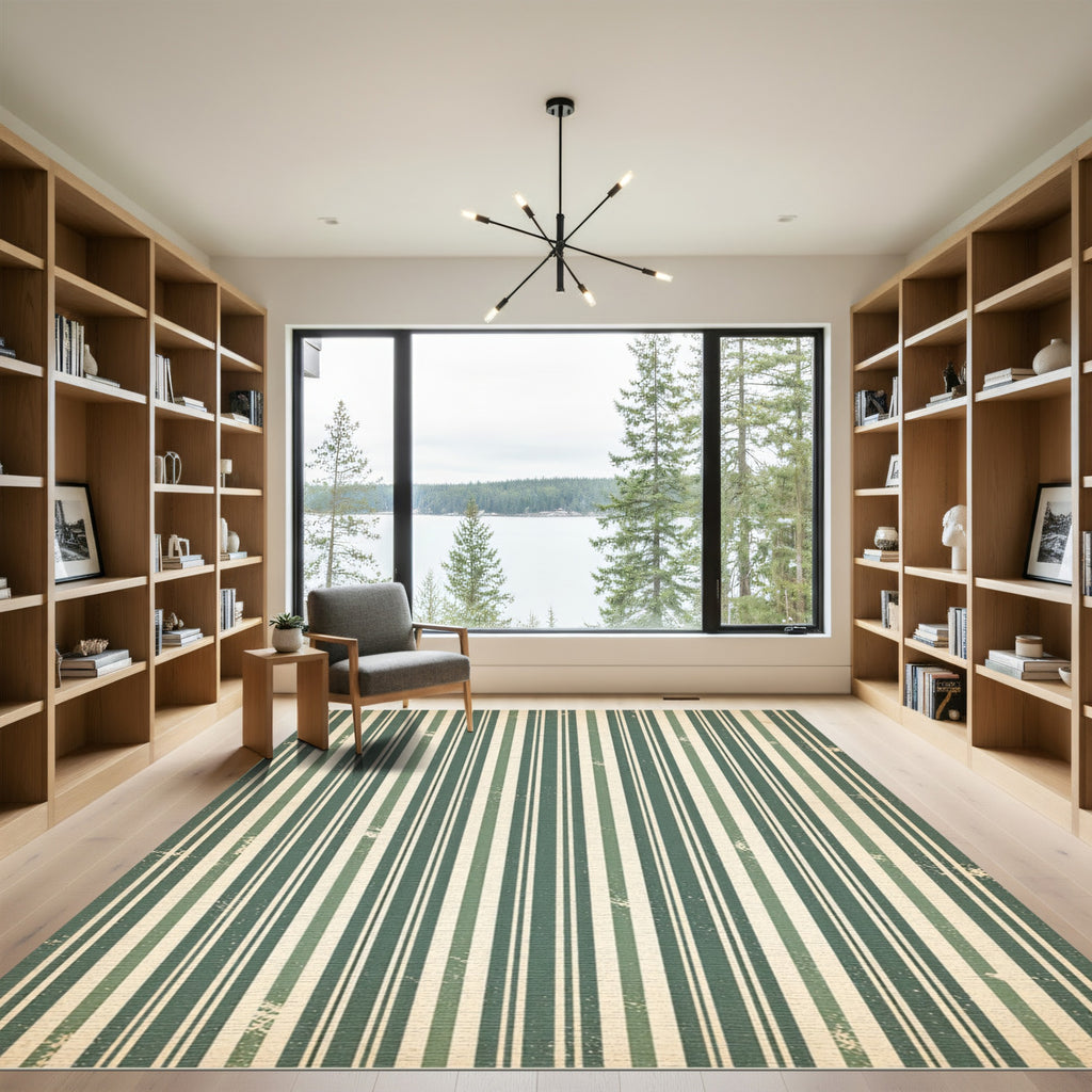 Vintage Sage Vertical Stripe Texture Rug