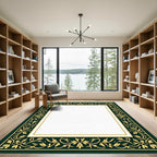 Emerald Green Golden Vine Border Rug